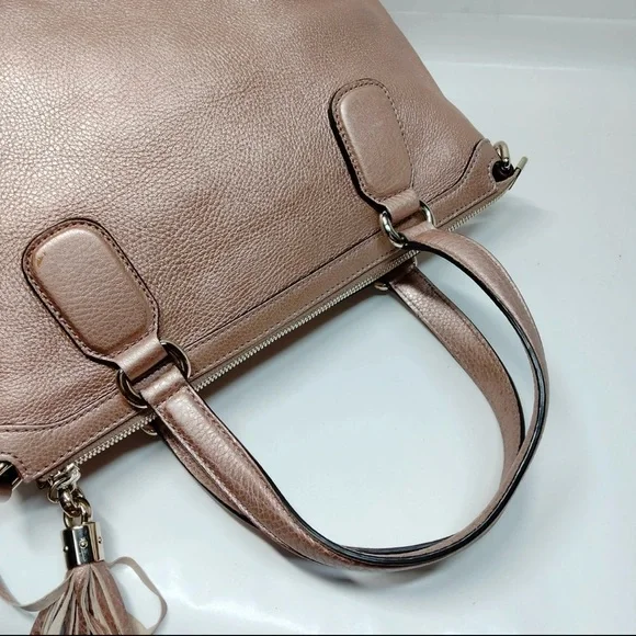 Gucci Rose Gold Soho Pebbled Leather Shoulder Hand Bag - Picture 4 of 8